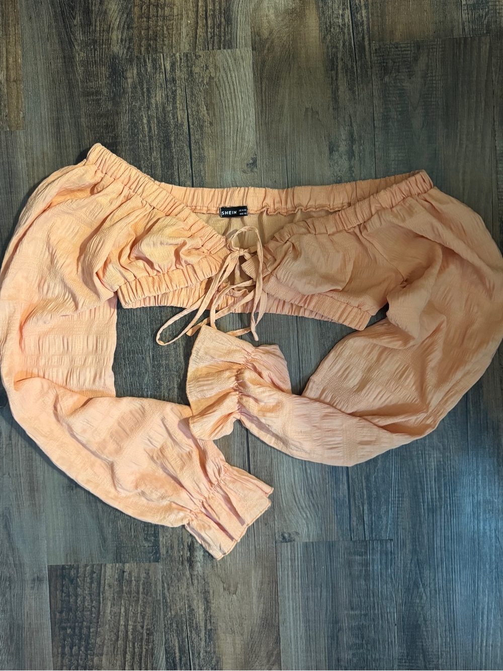 Peach Off-Shoulder Crop Top Blouse